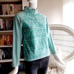 Columbia soft fleece green 1/4 zip blouse top P1158